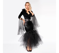 Розкішний костюм «Чорна Відьма» з фатиновою спідницею та пір’ям, розмір XS-M