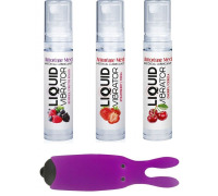 Набір з 3-х смаків стимулювального лубриканту Amoreane Med (3×10мл) і віброкулі Adrien Lastic Purple