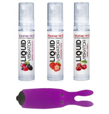 Набор из 3-х вкусов стимулирующего лубриканта Amoreane Med (3х10мл) и вибропули Adrien Lastic Purple