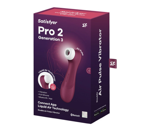 Вакуумный клиторальный стимулятор Satisfyer Pro 2 Generation 3 with Liquid Air Connect App Wine Red
