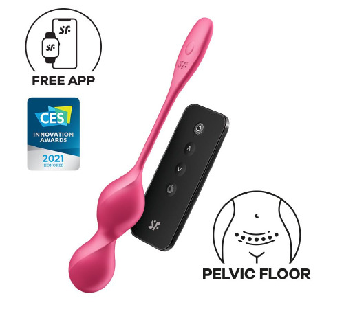 Вагинальные смарт-шарики с вибрацией Satisfyer Love Birds 2 Connect App Red, 86 г, пульт ДУ