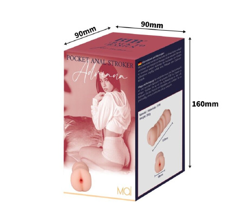 Двусторонний мастурбатор Pocket Anal Stroker Adriana Flesh, вагина и попка