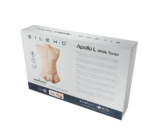 Торс з фалоімітатором на присосці SilexD Apollo L Male Torso, суперреалістичний, термореактивний