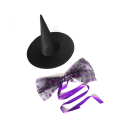 Шляпа ведьмы с большим бантом и пауками — чёрно-фиолетовый аксессуар на Хэллоуин