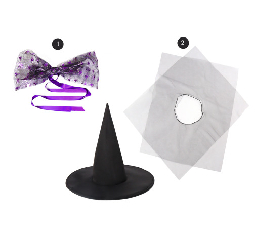 Шляпа ведьмы с большим бантом и пауками — чёрно-фиолетовый аксессуар на Хэллоуин