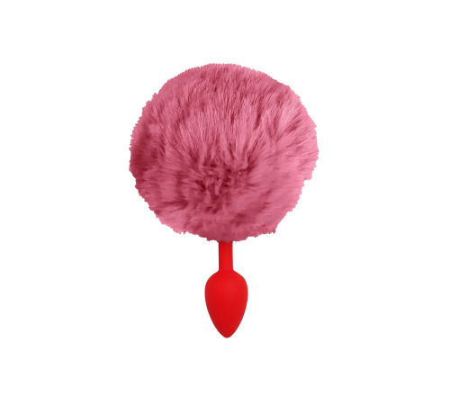 Силіконова анальна пробка S Червона з Яскраво рожевим хвостиком