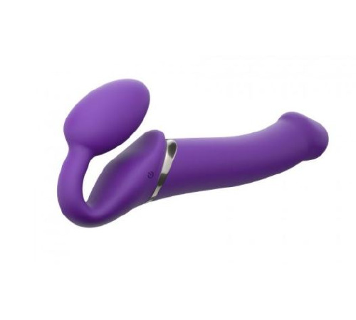 Безремінний страпон з вібрацією Strap-On-Me Vibrating Violet L, діам. 3,7 см, пульт ДК, регульований