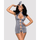 Эротический костюм стюардессы Obsessive Stewardess 3 pcs costume grey S/M, серый, платье, стринги, пилотка
