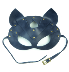 Премиум маска кошечки LOVECRAFT, натуральная кожа, голубая, подарочная упаковка