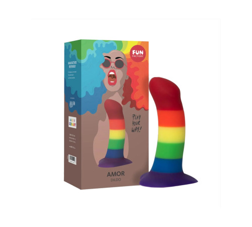 Фаллоимитатор Fun Factory AMOR, радужный, длина 14,6 см, диаметр 3,7 см, изогнутый