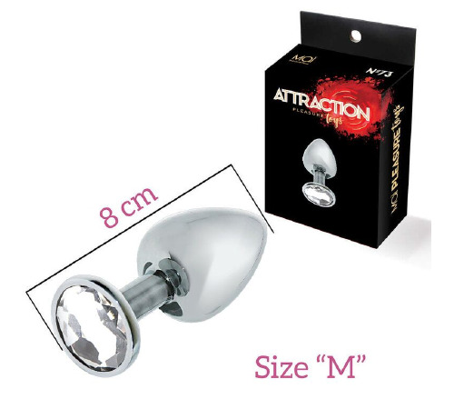 Анальна пробка з кристалом MAI Attraction Toys №73, довжина 8см, діаметр 3 см