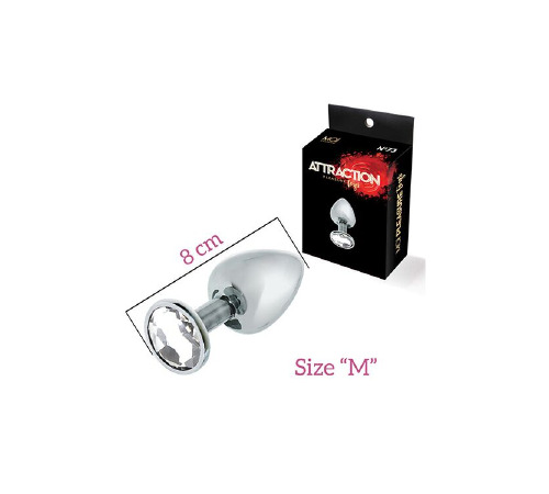 Анальна пробка з кристалом MAI Attraction Toys №73, довжина 8см, діаметр 3 см