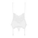 Сатиновий мереживний корсет Obsessive 810-COR-2 babydoll & thong S/M, білий, корсет, танга