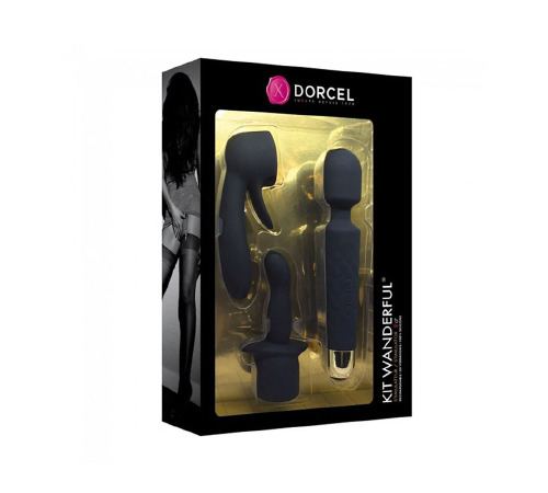 Минивибромассажер Dorcel Kit Wanderful с насадками (анальная и вагинальная), водонепрницаемый