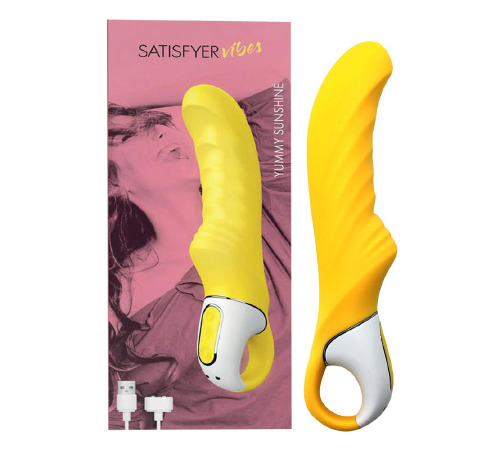 Потужний вібратор Satisfyer Vibes Yummy Sunshine з гнучким стовбуром і стимул. рельєфом, 12 режимів