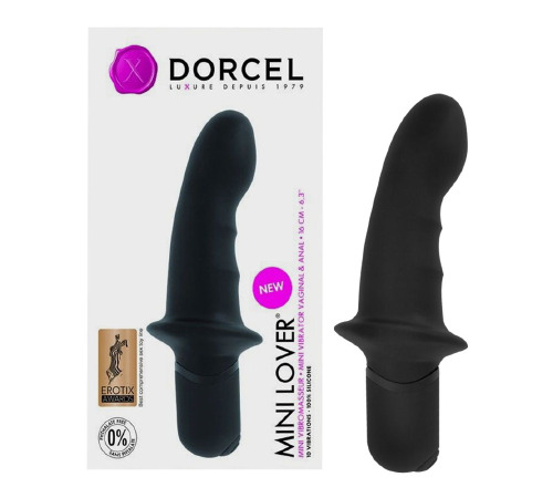 Вибратор Dorcel Mini Lover Black с ограничителем, для точки G и массажа простаты