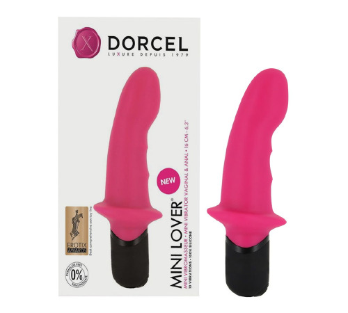 Вібратор Dorcel Mini Lover Magenta з обмежувачем, для точки G і масажу простати
