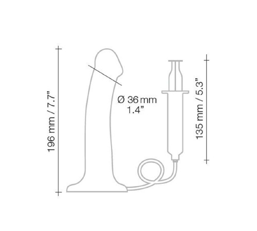 Фалоімітатор, що кінчає Strap-On-Me Dildo Cum Black, діаметр 3,6 см, силікон, насадка для страпону