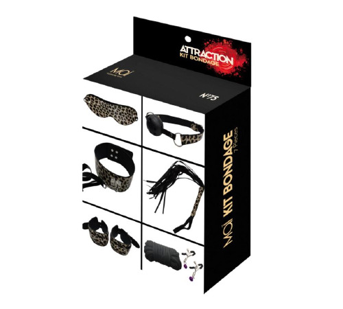 Набір MAI BDSM STARTER KIT Nº 75 Leopard: батіг, кляп, наручники, маска, нашийник, мотузка, затискач