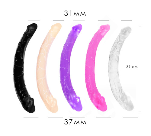 Фалоімітатор двосторонній, гелевий, рожевий, діаметр 31мм та 37мм