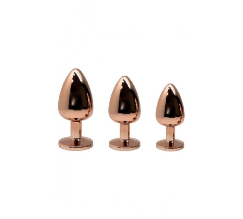 Металлическая анальная пробка Wooomy Tralalo Rose Gold Metal Plug Magenta L, диаметр 4 см, длина 9 с