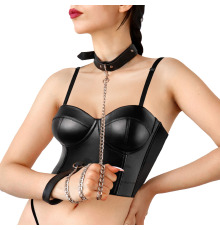 Ошейник c поводком из экокожи Art of Sex - Emoji Collar with Leash