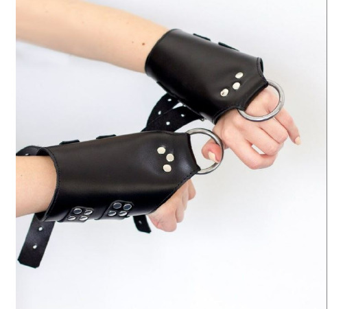 Манжети для підвісу за руки Kinky Hand Cuffs For Suspension з натуральної шкіри, колір чорний