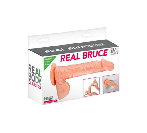 Фалоімітатор Real Body — Real Bruce Flesh, TPE, діаметр 4,2 см