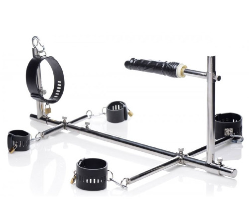 Конструкція для фіксації з фалоімітатором Imprisoned Metal Stockade with Dildo