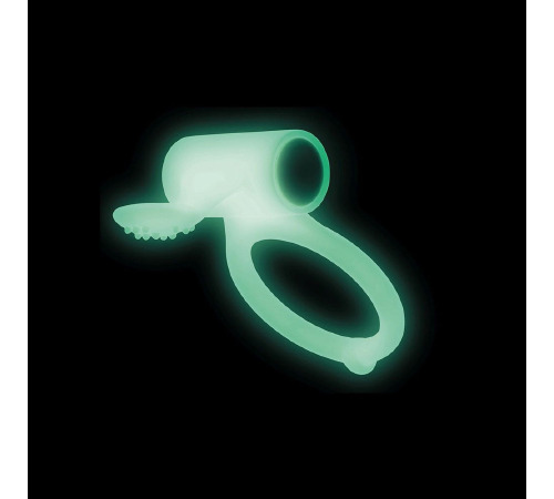 Эрекционное кольцо Dorcel Power Clit White PHOSPHO с вибрацией, белое, светится в темноте