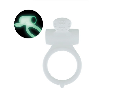Эрекционное кольцо Dorcel Power Clit White PHOSPHO с вибрацией, белое, светится в темноте
