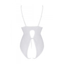 Боди Passion Ursula Body white S/M, с ажурным декором и открытым шагом