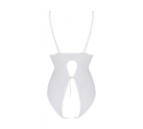 Боди Passion Ursula Body white S/M, с ажурным декором и открытым шагом