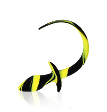 Силиконовая анальная пробка с хвостиком, Черно/Желтый