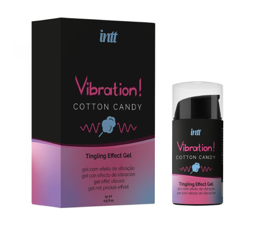 Рідкий вібратор Intt Vibration Cotton Candy (15 мл), густий гель, дуже смачний, діє до 30 хвилин
