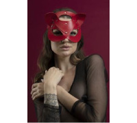 Маска кішечки Feral Feelings - Catwoman Mask, натуральна шкіра, червона