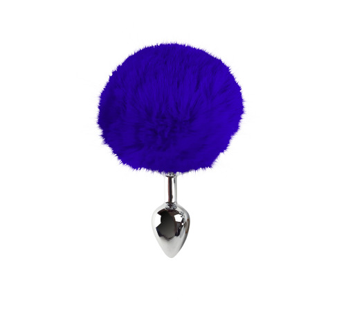 Металлическая анальная пробка S с синим хвостиком