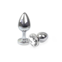 Металлическая анальная пробка М с Прозрачным кристаллом , длина 8см, диаметр 3,4см