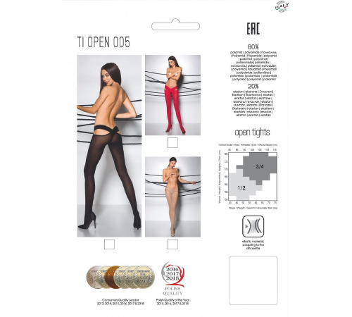 Эротические колготки TIOPEN 005 roso 1/2 (60 den) - Passion, с вырезом, оригинальный пояс