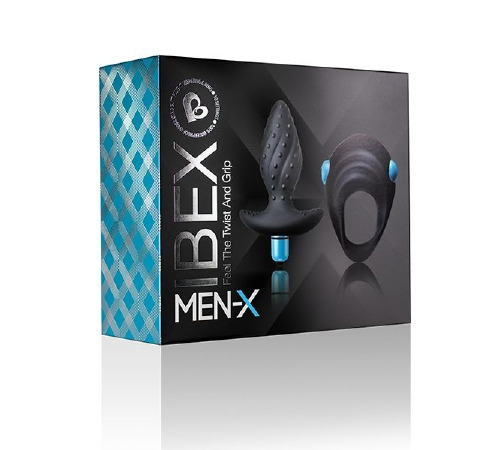 Вибронабор Rock off Men-X IBEX: анальная вибропробка и эрекционное виброкольцо 