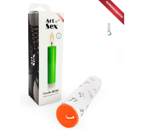 Помаранчева воскова свічка Art of Sex size M 15 см низькотемпературна, люмінесцентна
