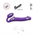 Безремневой страпон с вибрацией Strap-On-Me Vibrating Violet L, диаметр 3,7см, пульт ДУ, регулируемы