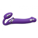 Безремневой страпон с вибрацией Strap-On-Me Vibrating Violet L, диаметр 3,7см, пульт ДУ, регулируемы