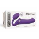 Безремневой страпон с вибрацией Strap-On-Me Vibrating Violet L, диаметр 3,7см, пульт ДУ, регулируемы