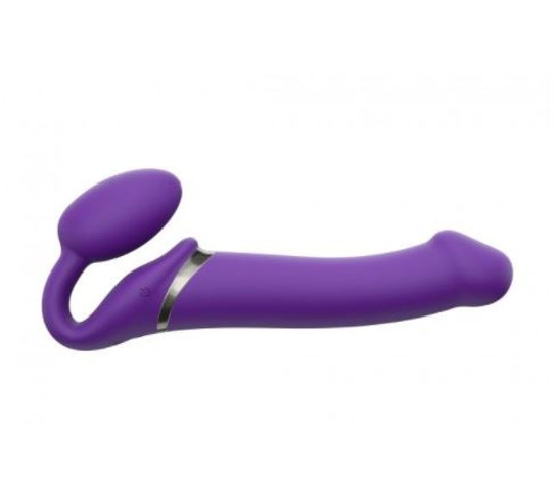 Безремінний страпон з вібрацією Strap-On-Me Vibrating Violet L, діам. 3,7 см, пульт ДК, регульований