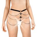 Сексуальные кожаные трусики украшенные цепями Art of sex - Cross, цвет Черный, размер XS-M