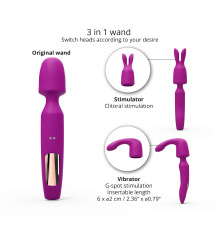 Вибромассажер с двумя насадками Love To Love R-EVOLUTION SWEET ORCHID, гибкая головка