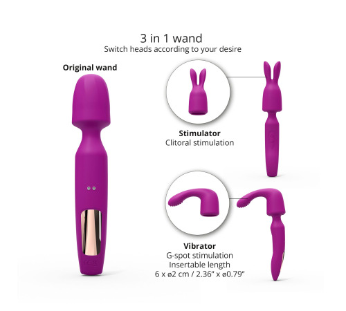 Вибромассажер с двумя насадками Love To Love R-EVOLUTION SWEET ORCHID, гибкая головка