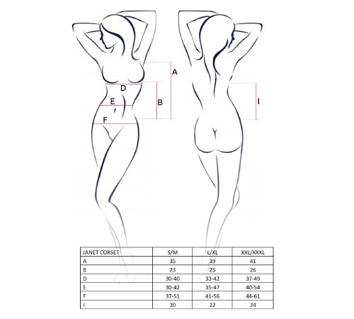 Корсет с пажами JANET CORSET white L/XL - Passion, трусики, полупрозрачный