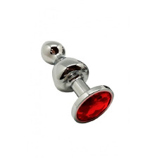Металева анальна пробка Wooomy Lollypop Double Ball Metal Plug Red S, діаметр 2,8 см, довжина 8,5 см